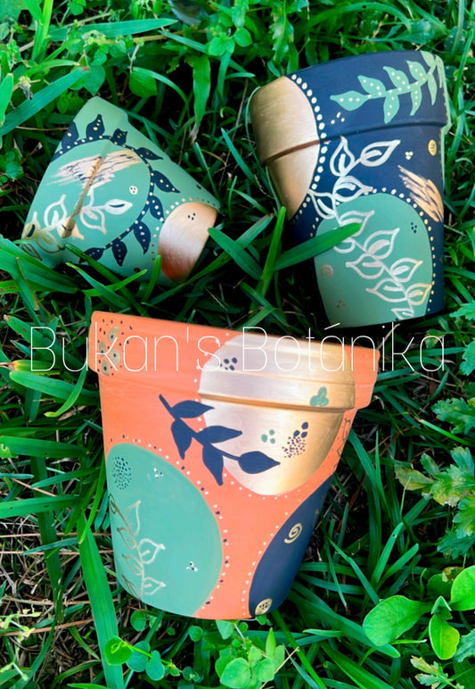 Hand Painted Clay Planter Pots